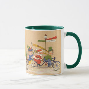 Mug Noël vintage, le Père Noël à vélo