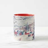 Mug Noël vintage, paysage hivernal de village enneigé (Centre)