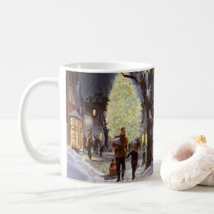 Mug Noël vintage, père faisant des achats avec les enf