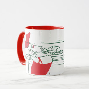 Mug Noël vintage, Père Noël chef et dinde