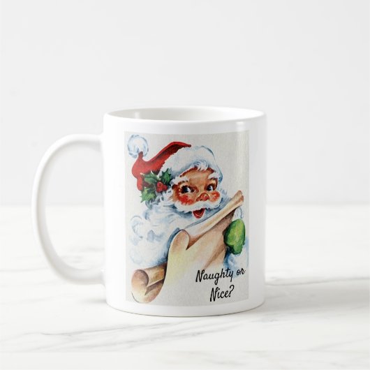 Mug Noël Vintage Père Noël Naughty ou Nice (Gauche)