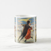 Mug Noël Vintage, Romantique Couple Patinage sur glace (Centre)