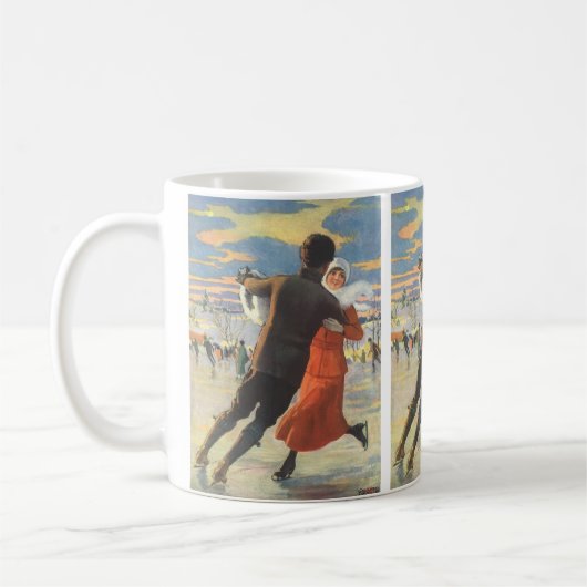 Mug Noël Vintage, Romantique Couple Patinage sur glace (Gauche)