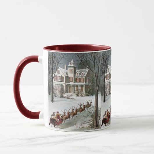 Mug Noël vintage, Saint Nicolas avec rennes (Gauche)