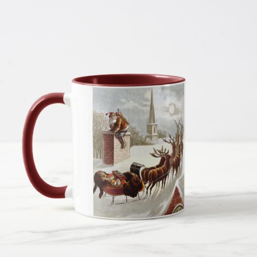 Mug Noël vintage, Saint Nicolas sur le toit (Gauche)