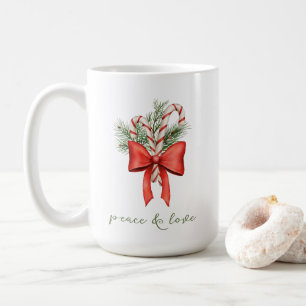 Mug Noël Vintage Simple Canne à Sucre Arc Paix Amour