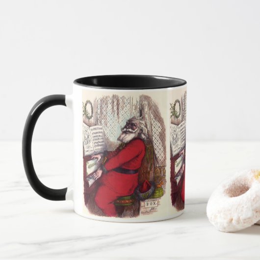 Mug Noël Vintage, Thomas Nast Santa Claus Piano (Avec donut)