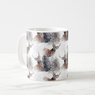 Mug Noël Watercolor Forest Deer Motif