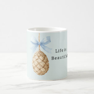 Mug Nœud Bleu Œuf Tissage Panier