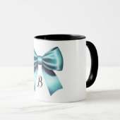Mug Nœud Bleu Turquoise Élégant Mariage Shower de Mari (Devant droit)