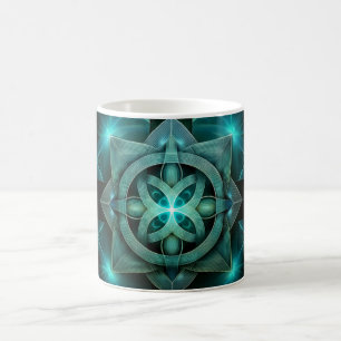 Mug Nœud celtique bleu dans un cadre bleu à six côtés