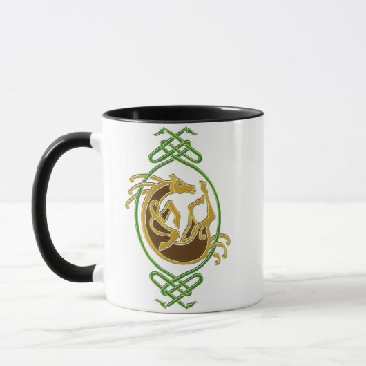 Mug Nœud celtique de cheval - Vert et or (Gauche)