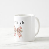 Mug Nœud Crème Rouge Nom (Devant droit)
