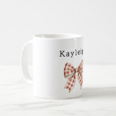 Mug Nœud Crème Rouge Nom (Devant gauche)