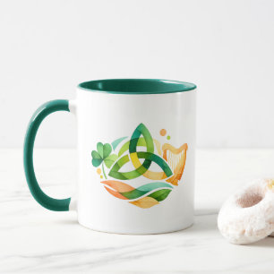 Mug Nœud de la Trinité celtique Harpe Trèfle St. Patri