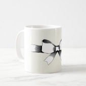 Mug Nœud de ruban noir et blanc vintage (Devant gauche)