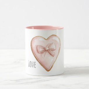 Mug Nœud en forme de cœur rose tendre