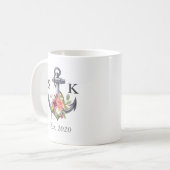 Mug Noeud l'épousant floral d'Ancre nautique (Devant gauche)