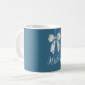 Mug Nœud papillon floral bleu blanc (Devant gauche)