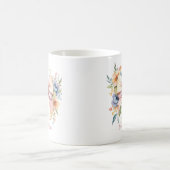 Mug Nœud papillon rose Monogramme Coquette Fleurs aqua (Centre)