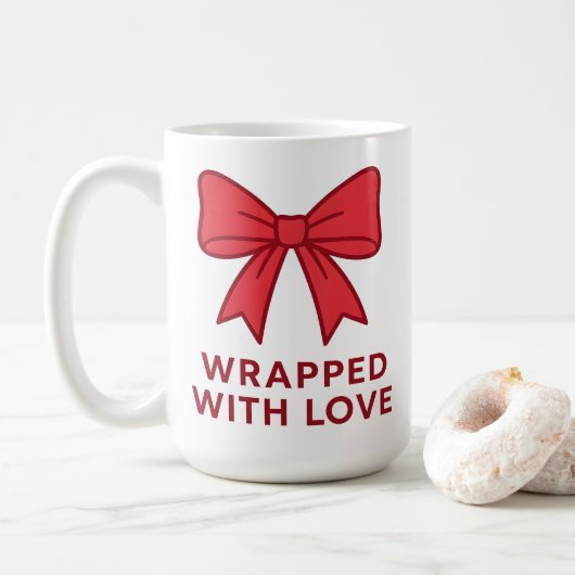 Mug Nœud rose enveloppé avec amour, esthétique coquett (Avec donut)
