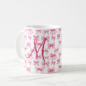 Mug Nœud Rose Monogramme Coquette Esthétique Prépa Ten (Devant gauche)