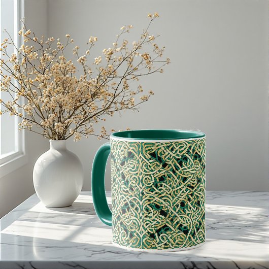 Mug Nœuds Éternels Art Décoratif Celtique Vert