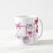 Mug Nœuds Ornements Rose Noël (Devant droit)