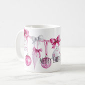 Mug Nœuds Ornements Rose Noël (Devant gauche)