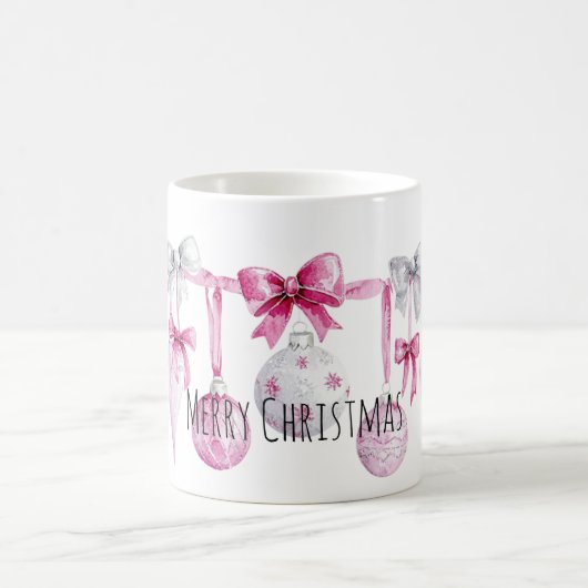 Mug Nœuds Ornements Rose Noël (Centre)