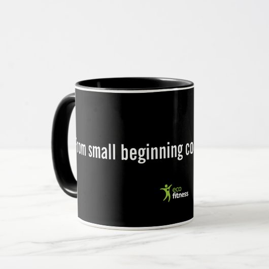 Mug noir 11 oz | Eco Fitness Great Things (Devant gauche)