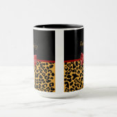 Mug Noir à la mode et arc rouge de ruban d'empreinte (Centre)