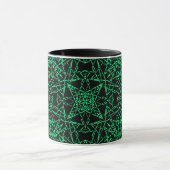 Mug Noir abstrait araignée lignes nettes néon vert (Centre)