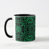 Mug Noir abstrait araignée lignes nettes néon vert (Gauche)