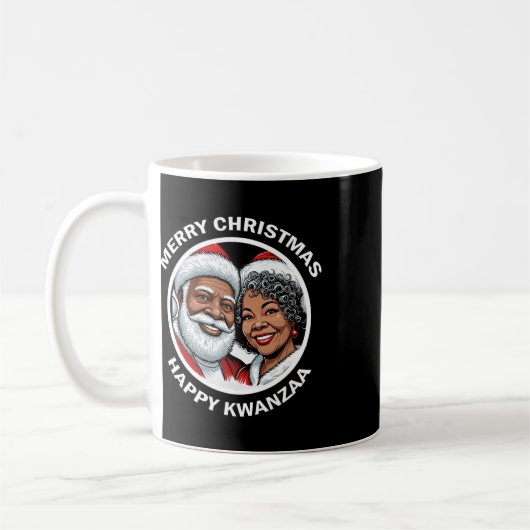 Mug Noir Aimant Père Noël Et Mme Claus Noël (Gauche)