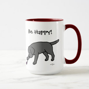Mug Noir amical Labrador de bande dessinée de