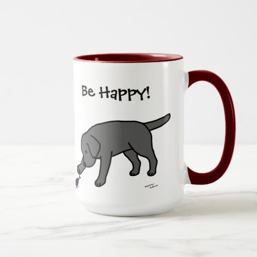 Mug Noir amical Labrador de bande dessinée de (Droite)