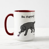 Mug Noir amical Labrador de bande dessinée de (Gauche)