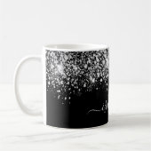 Mug Noir argent nom parties scintillant script glam (Gauche)