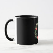 Mug noir avec grenade rose Wreath-Love Print (Gauche)