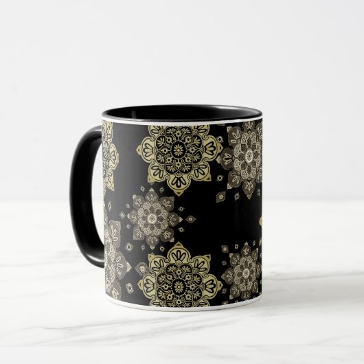 Mug noir avec médaillons dorés (Devant gauche)