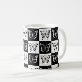 Mug Noir blanc À damiers conception papillon (Devant droit)