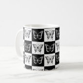 Mug Noir blanc À damiers conception papillon (Devant gauche)