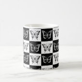 Mug Noir blanc À damiers conception papillon (Centre)