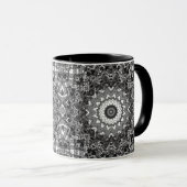 Mug Noir blanc , ajouré, mandala (Devant droit)