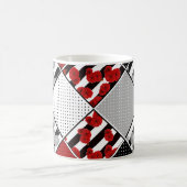 Mug Noir blanc avec patchwork rétro rouge (Centre)