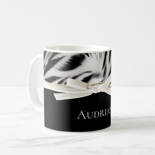 Mug Noir Blanc Chic Zebra Print Bow (Devant gauche)