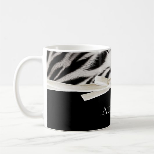 Mug Noir Blanc Chic Zebra Print Bow (Gauche)