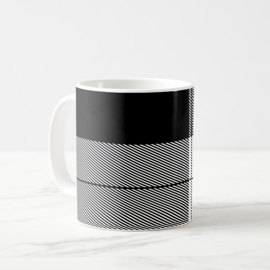 Mug Noir Blanc Classic Plaid Initiales Moderne Preppy (Devant gauche)
