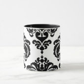 Mug Noir & Blanc Elegant Chic Damask Motif (Centre)